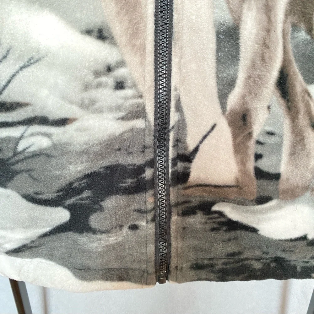 WILDKIND Wolf Graphic Print Gray Hoodie Fleece Sherpa Lined Full Zip Men’s Sz M
